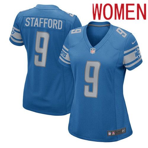 Women Detroit Lions #9 Matthew Stafford Nike Blue Player Game NFL Jersey->women nfl jersey->Women Jersey